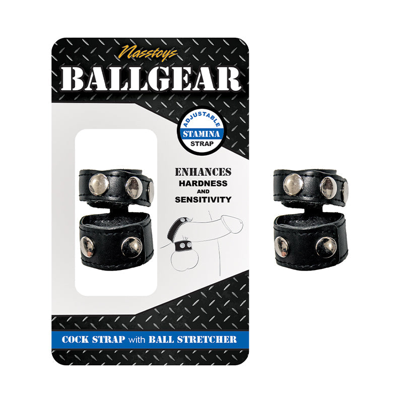 Ballgear Cock Strap W/Ball Stretcher Bk