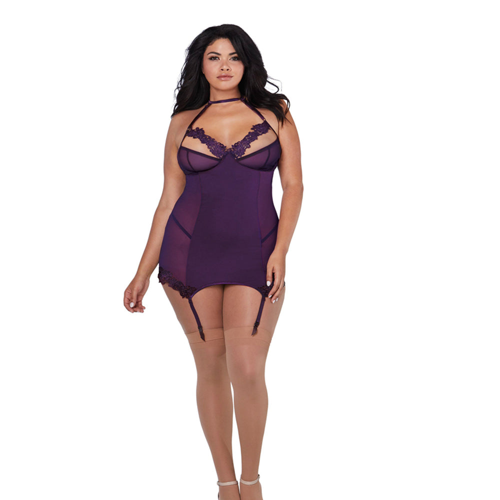 DG Garter Slip with Bra PLUM Q