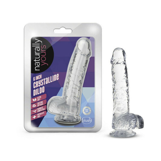 Blush Naturally Yours Crystalline 6 in. Dildo with Balls & Suction Cup Diamond