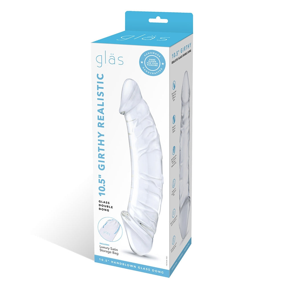 Glas 10.5 in. Girthy Realistic Glass Double Dong Dildo