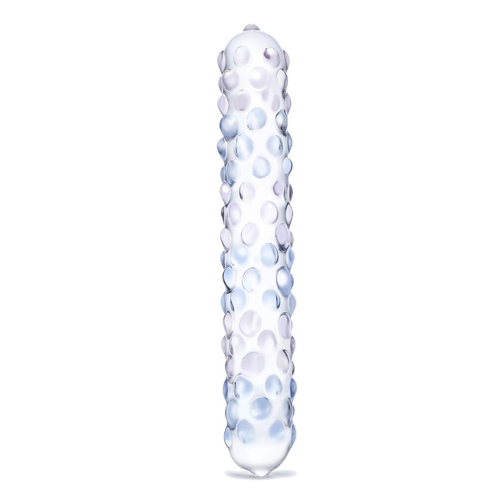 Glas 9in Purple Rose Nubby Glass Dildo