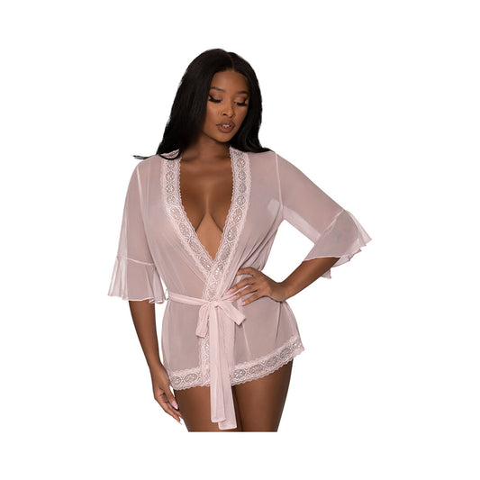 Magic Silk Seabreeze Robe With Lace Trim Blush L/XL