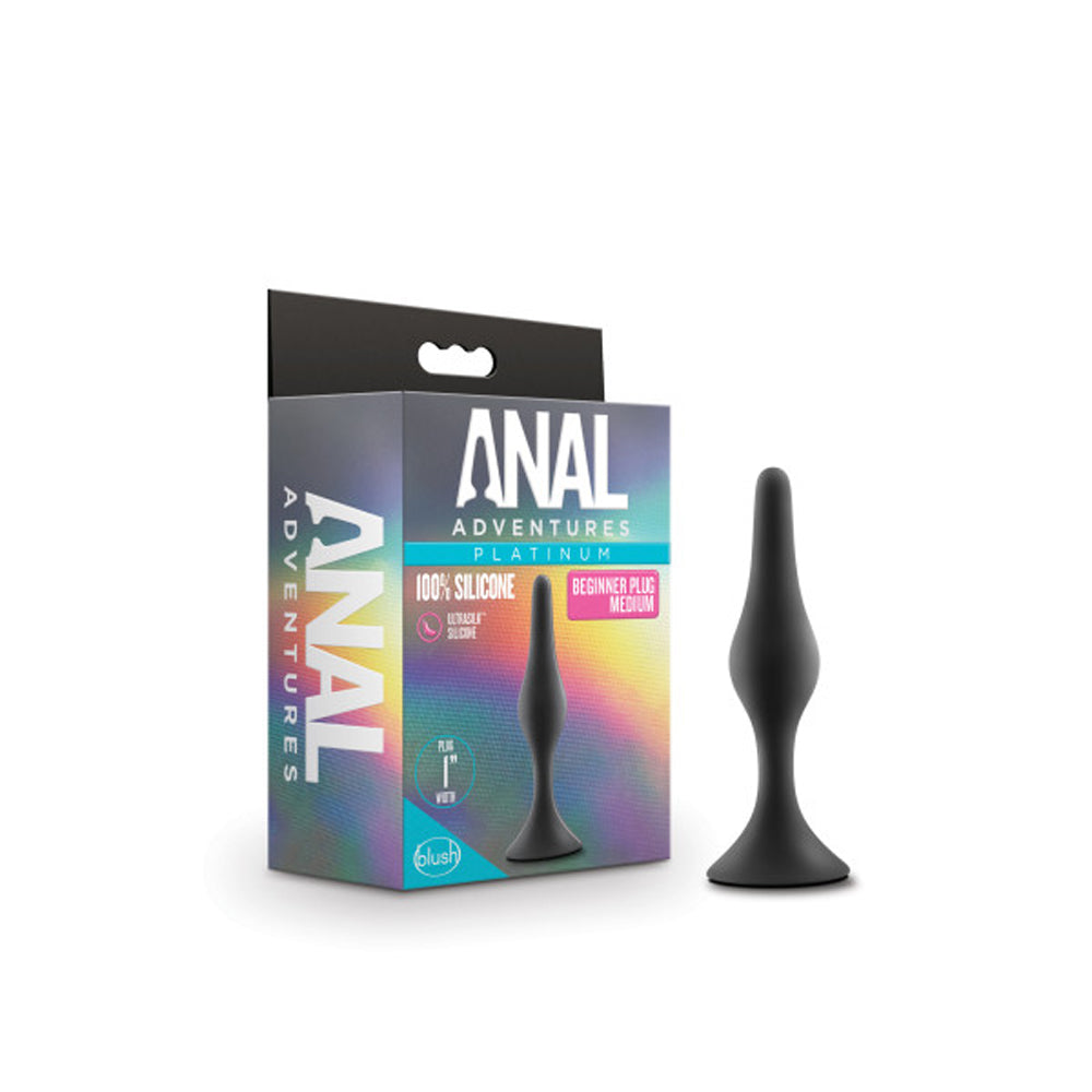 Blush Anal Adventures Platinum Silicone Beginner Plug Medium Black