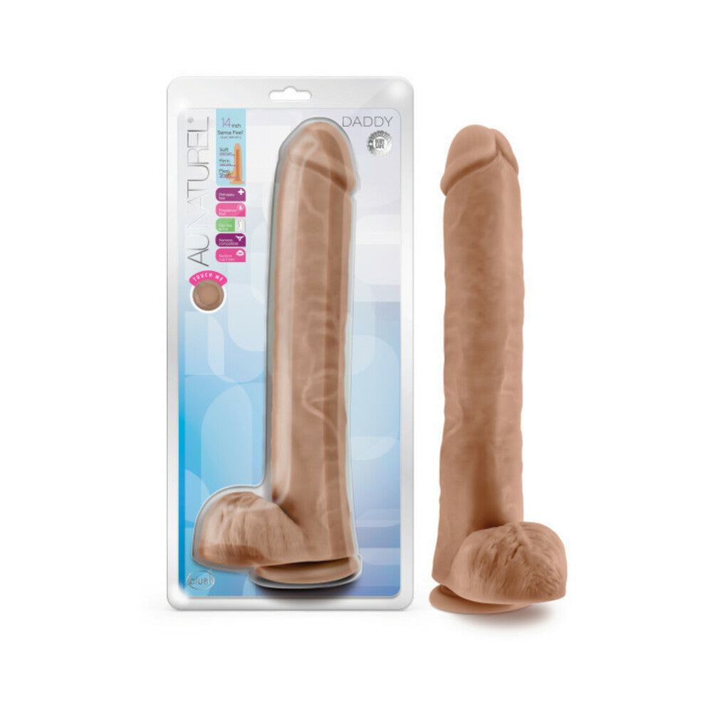 Blush Au Naturel Daddy 14 in. Posable Dual Density Dildo with Balls & Suction Cup Tan