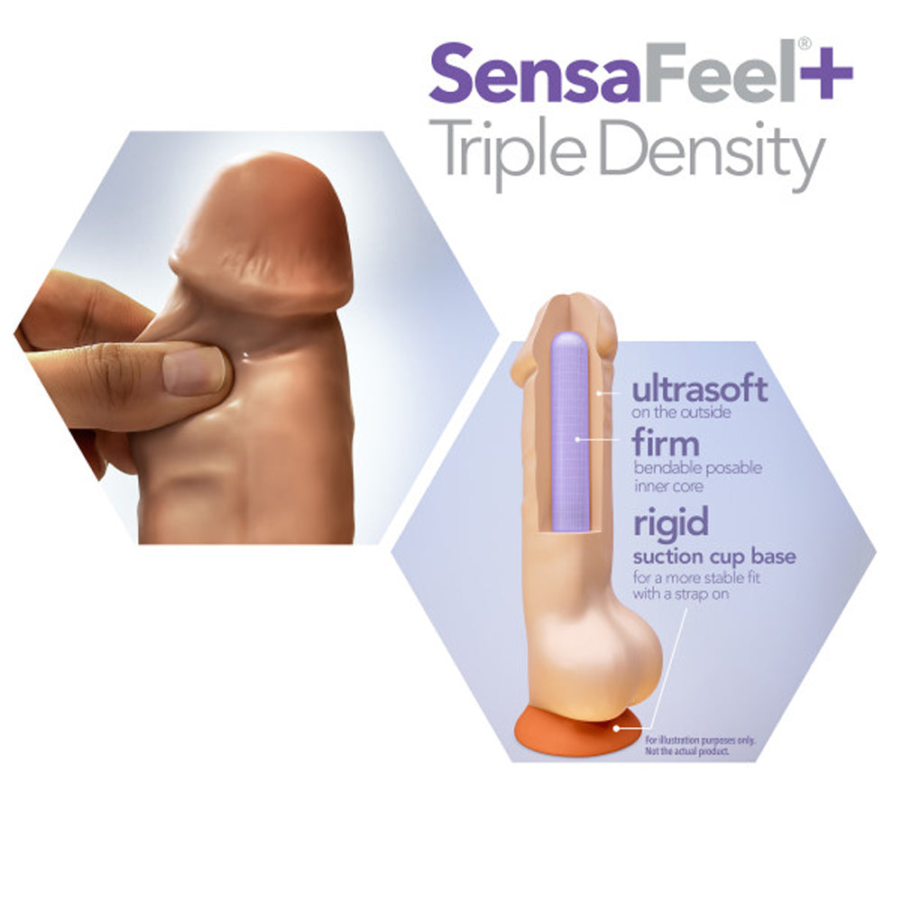 Dr. Skin Plus Girthy 7 in. Triple Density Posable Dildo with Balls Tan