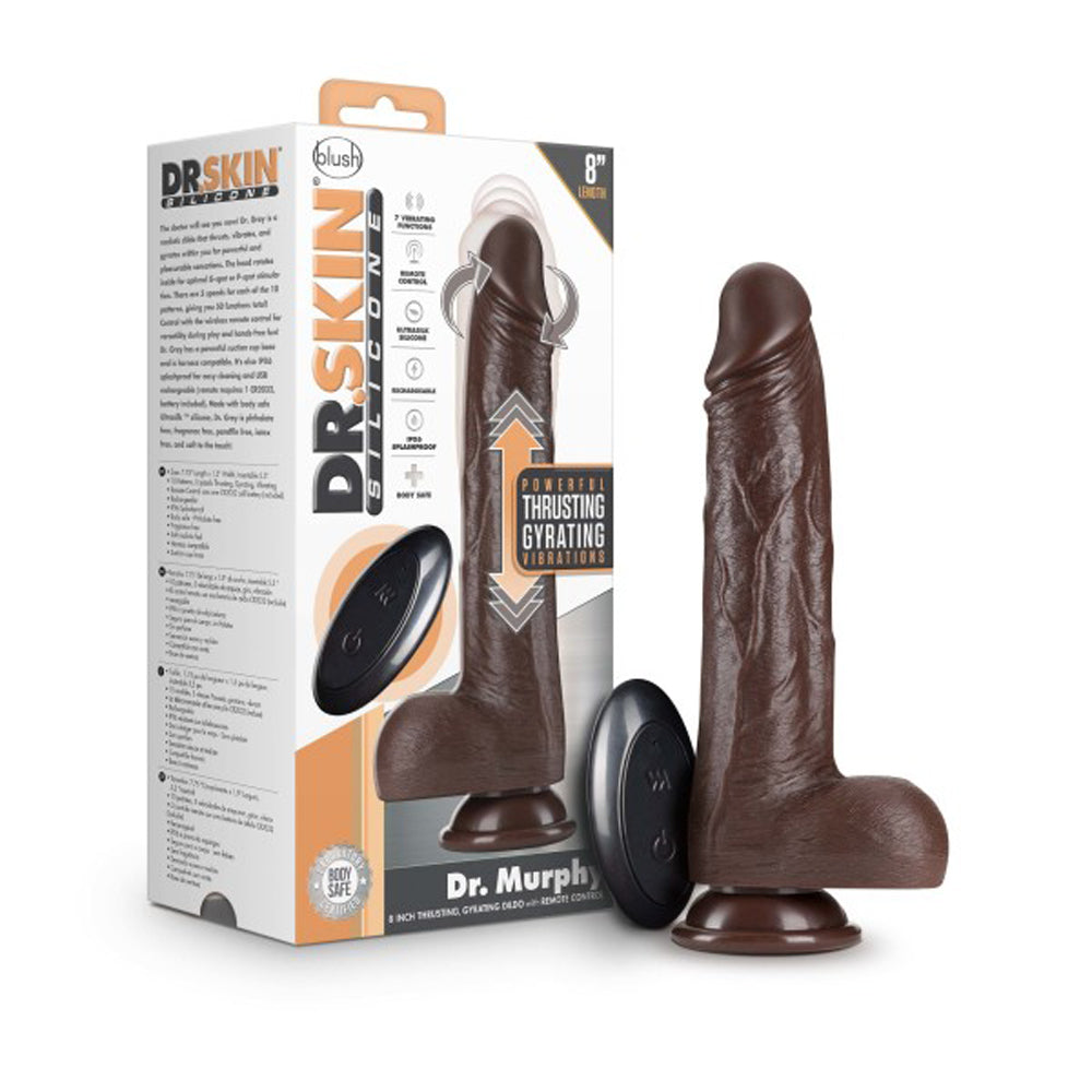 Blush Dr. Skin Dr. Murphy 8 in. Thrusting Dildo with Balls Brown