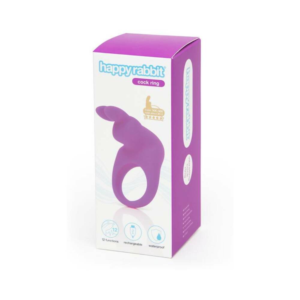 Happy Rabbit Rechargeable Silicone Cockring With Ears Purple