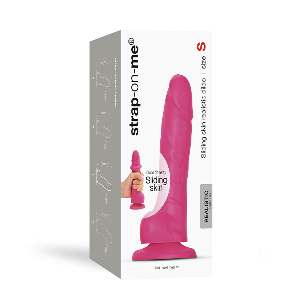 Strap-On-Me Realistic Collection Sliding Skin Dual-Density Silicone Dildo Fuchsia S