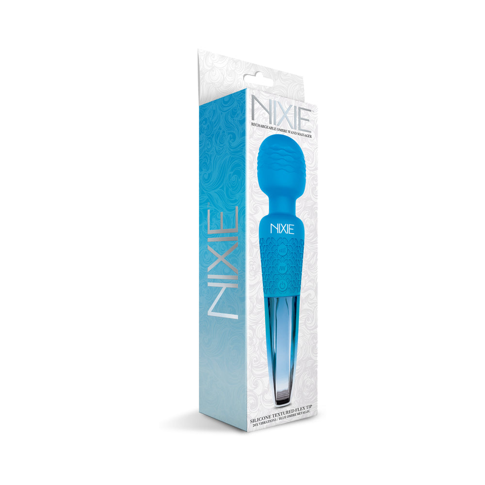 Nixie Rechargeable Wand Blue Ombre Metal