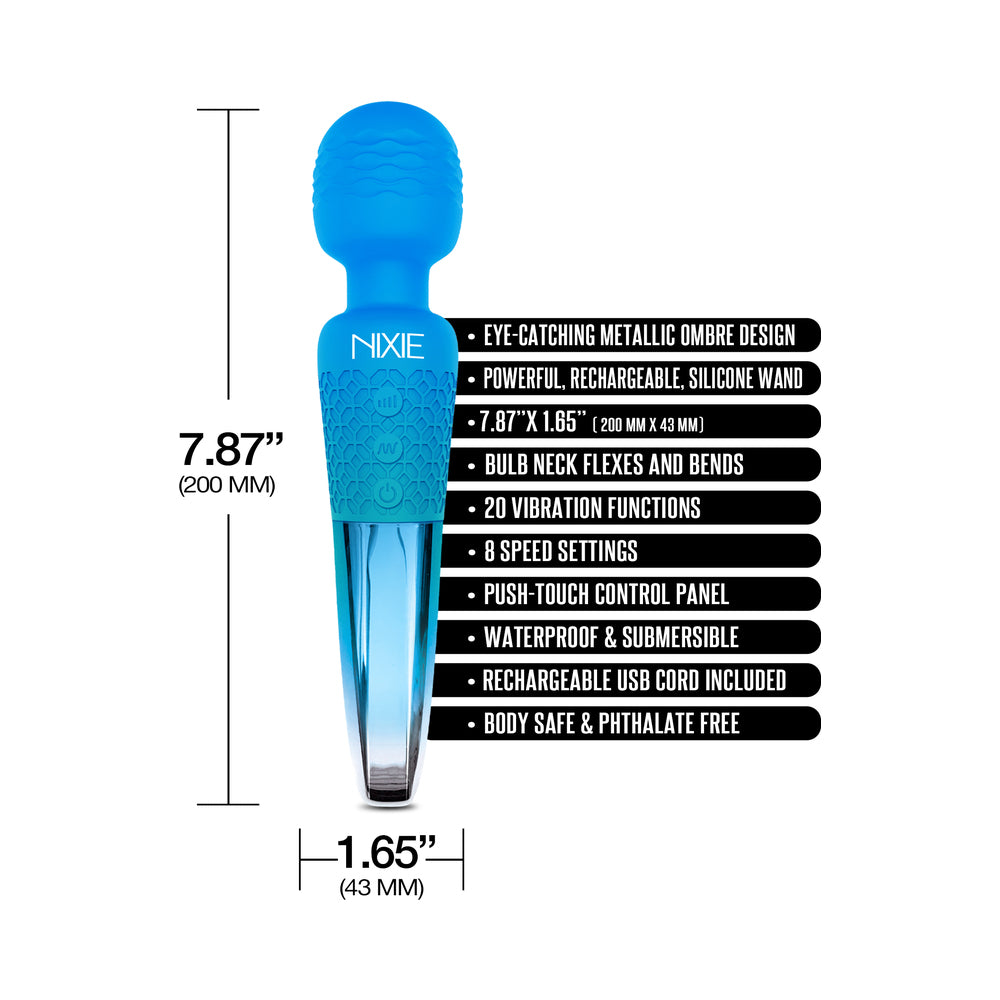 Nixie Rechargeable Wand Blue Ombre Metal