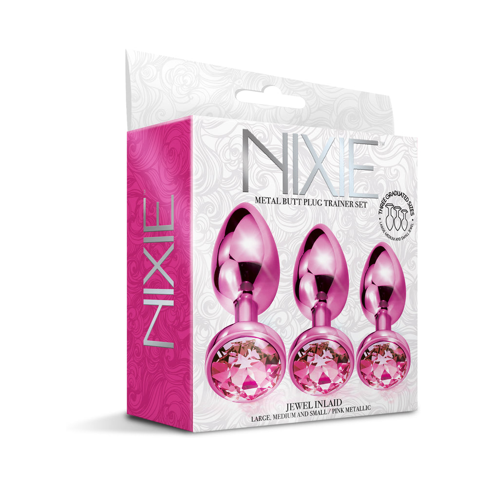 Nixie Metal Butt Plug Trainer Set 3-Piece Pink Metallic