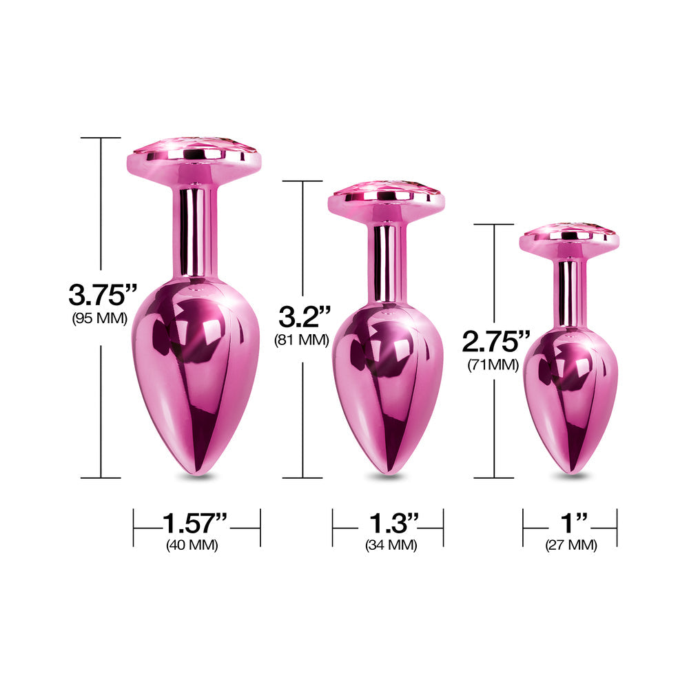 Nixie Metal Butt Plug Trainer Set 3-Piece Pink Metallic