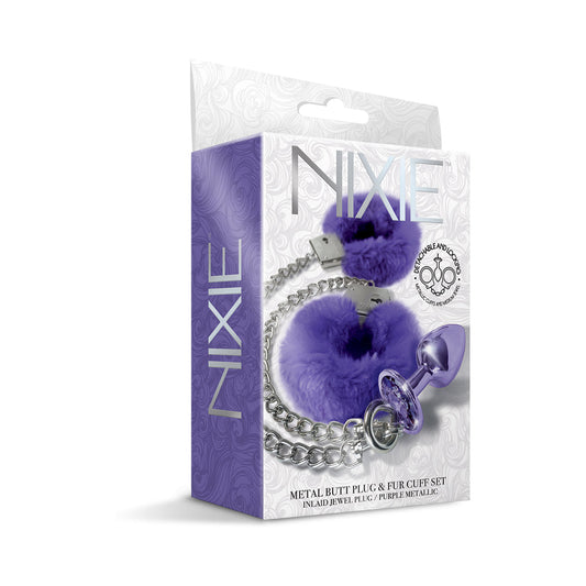 Nixie Metal Butt Plug&Furry Cuff M Pu Me