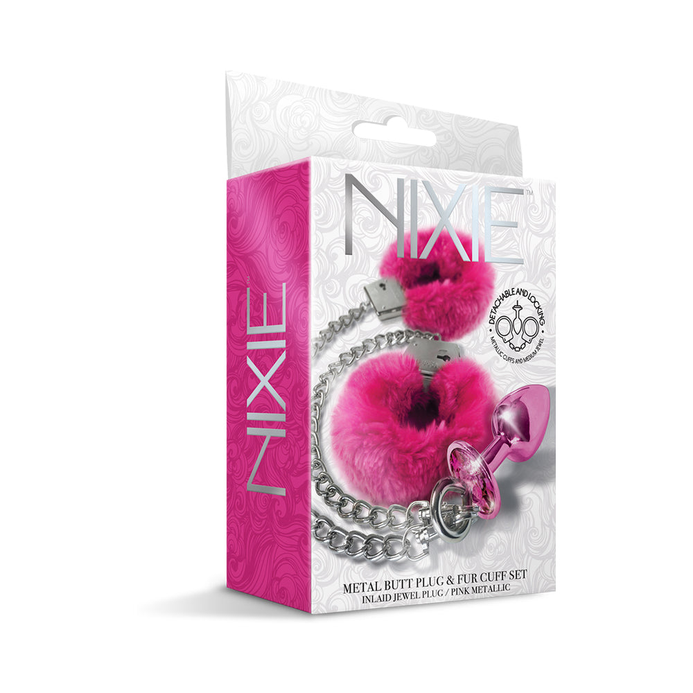 Nixie Metal Butt Plug&Furry Cuff M Pk Me