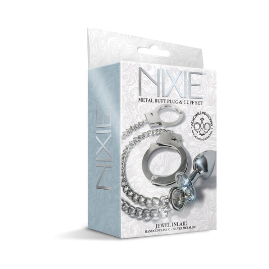 Nixie Metal Butt Plug&Handcuffs Set Silv