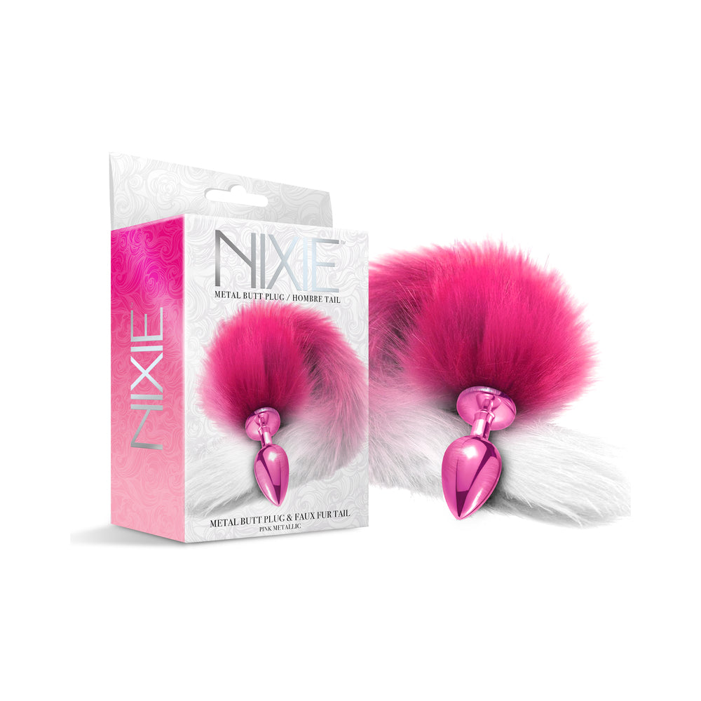 Nixie Metal Butt Plug With Ombre Tail Pink Metallic