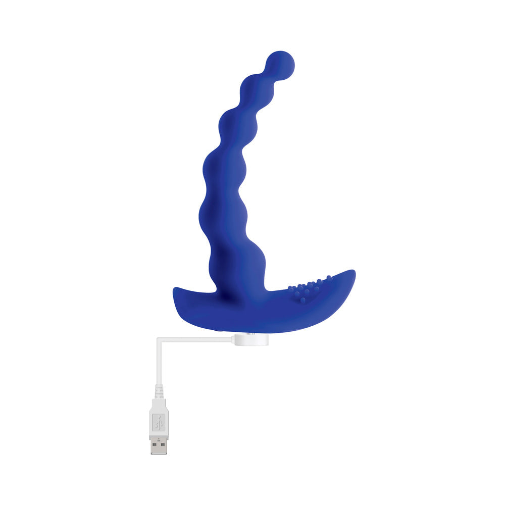 GX Beaded Pleasure Probe Vibrator Blue