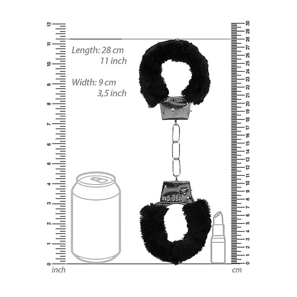 Ouch B&W Beginner Furry Wrist Cuffs Blk