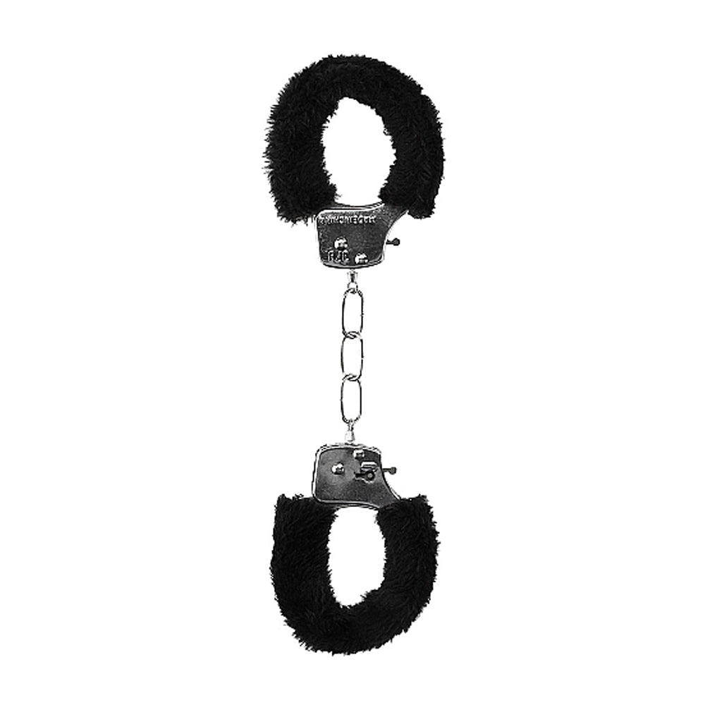 Ouch B&W Beginner Furry Wrist Cuffs Blk