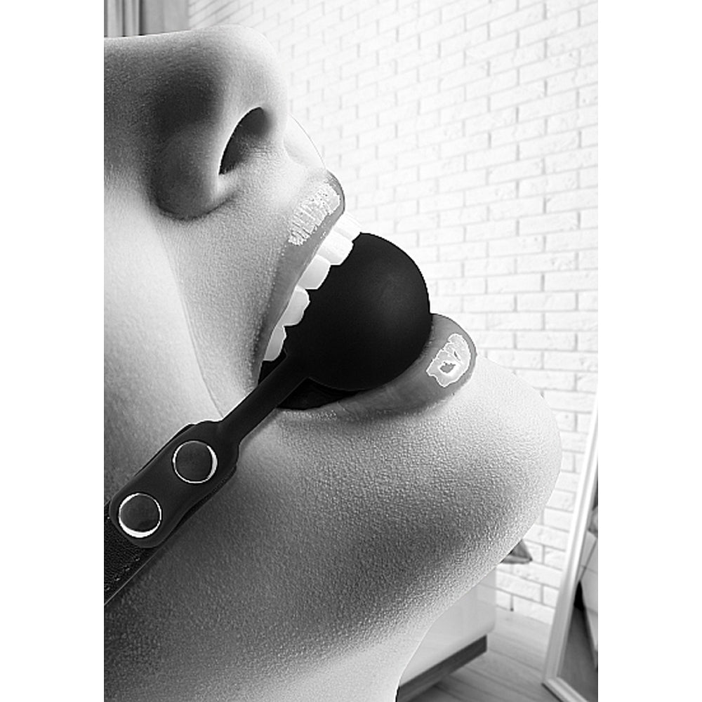 Ouch B&W Silicone Ball Gag Leather Black