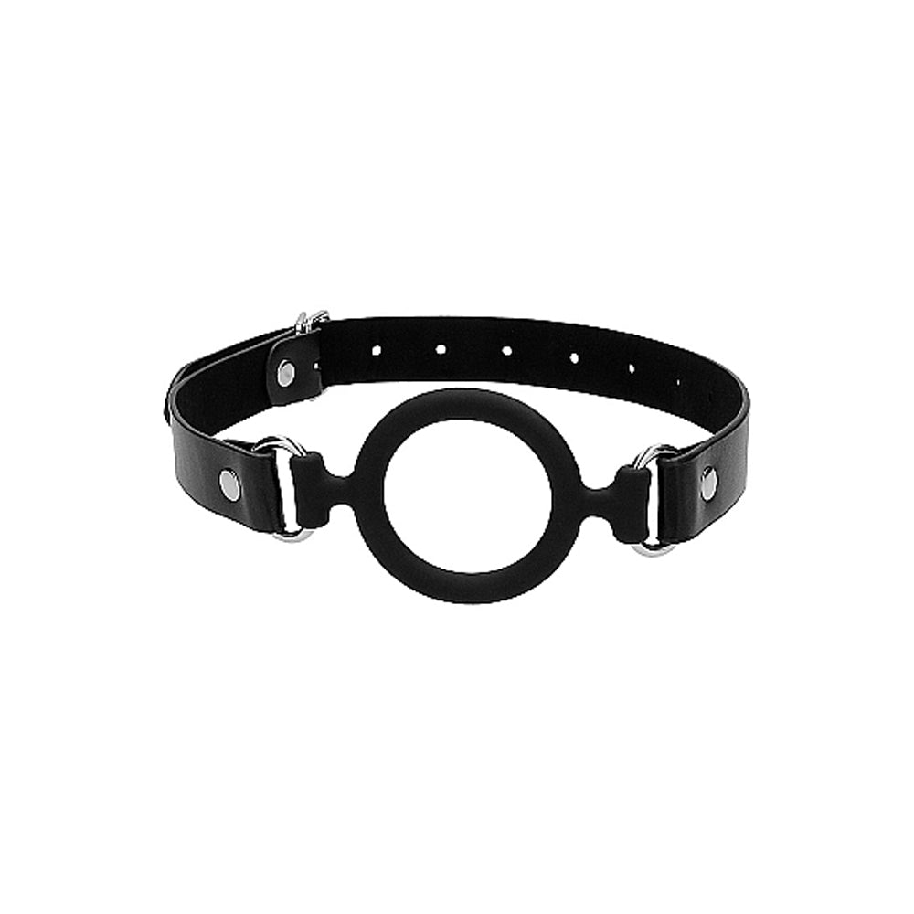 Ouch B&W Silicone Ring Gag Leather Black