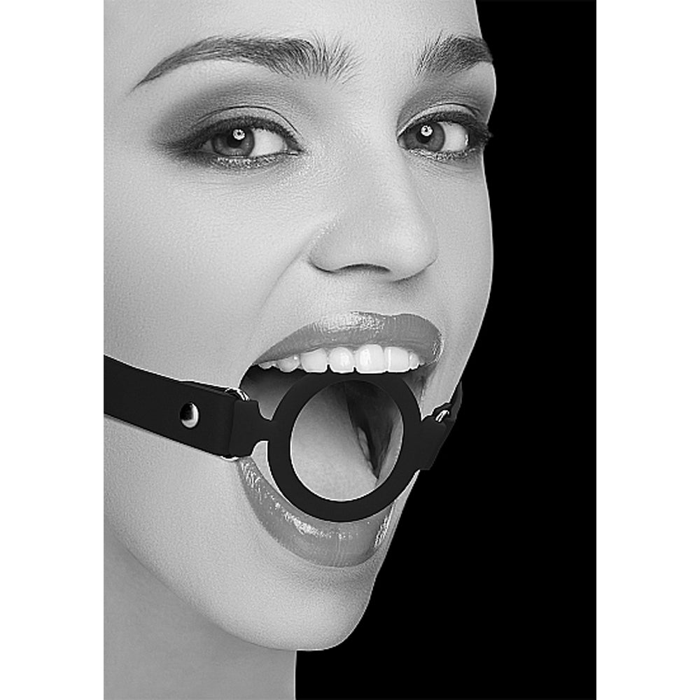 Ouch B&W Silicone Ring Gag Leather Black