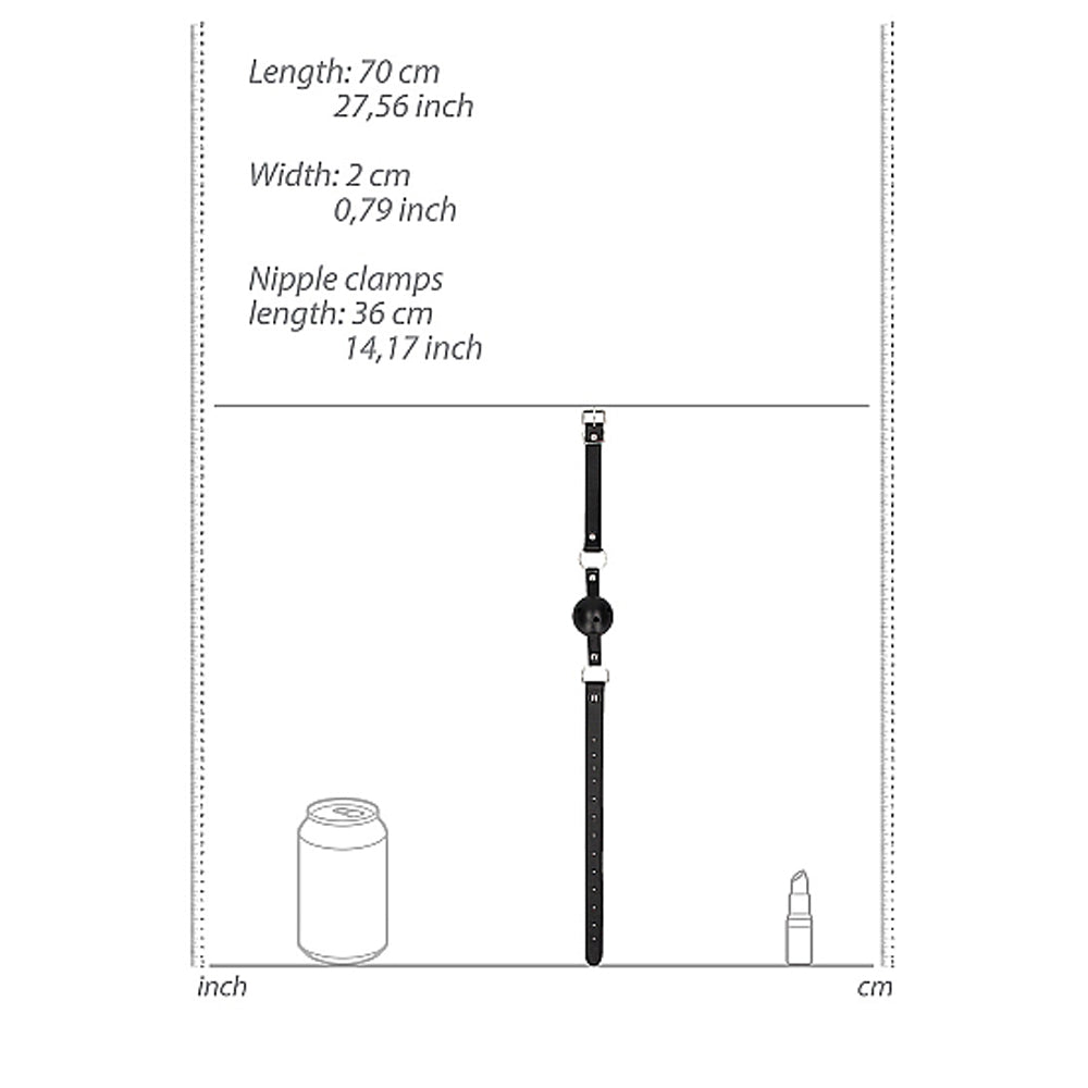Ouch B&W BreathBallGag WNippleClamp Blk