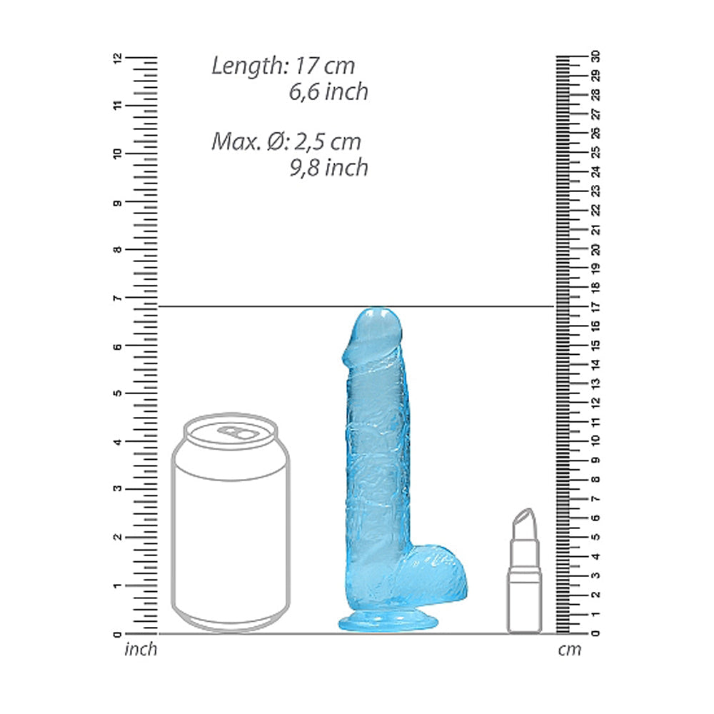 RealRock CC 6in Dildo WBalls&Suction Blu