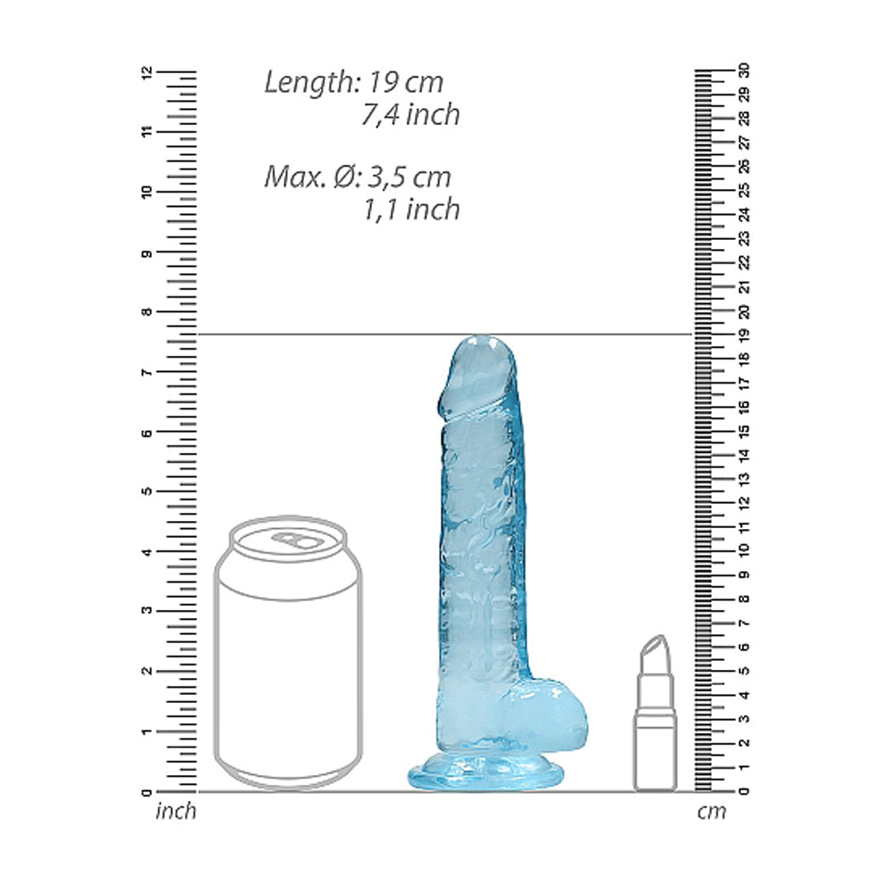 RealRock CC 7in Dildo WBalls&Suction Blu