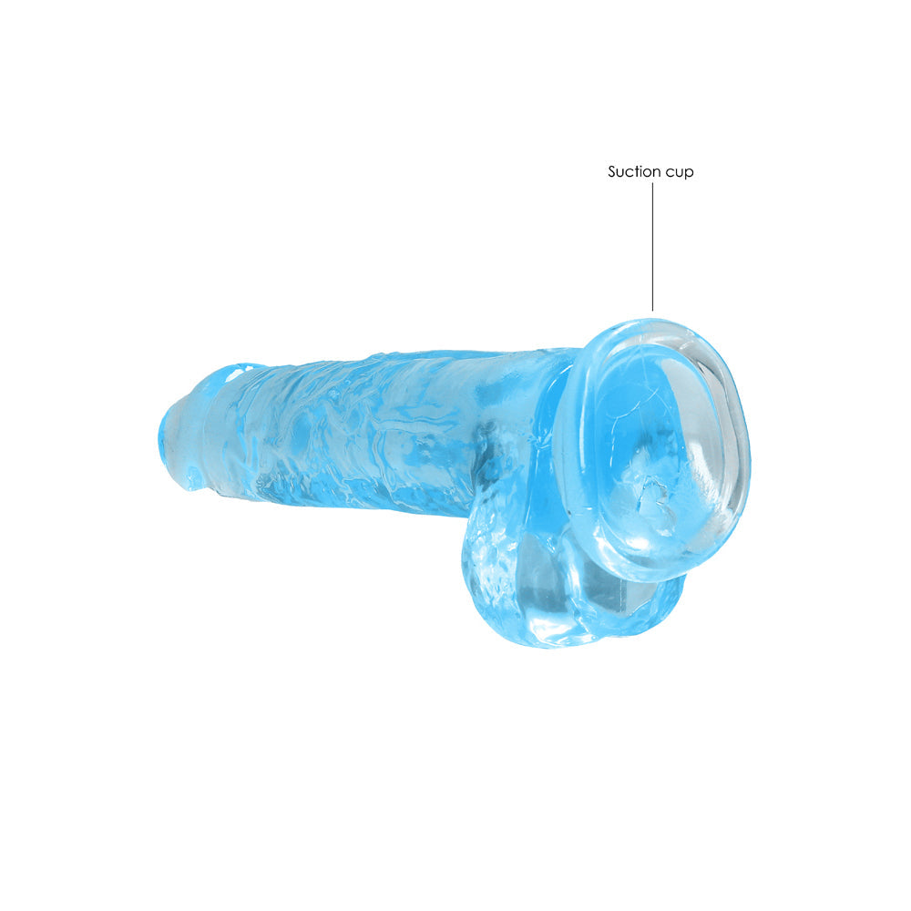 RealRock CC 8in Dildo WBalls&Suction Blu