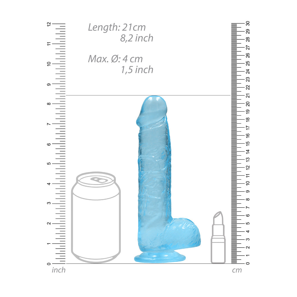 RealRock CC 8in Dildo WBalls&Suction Blu