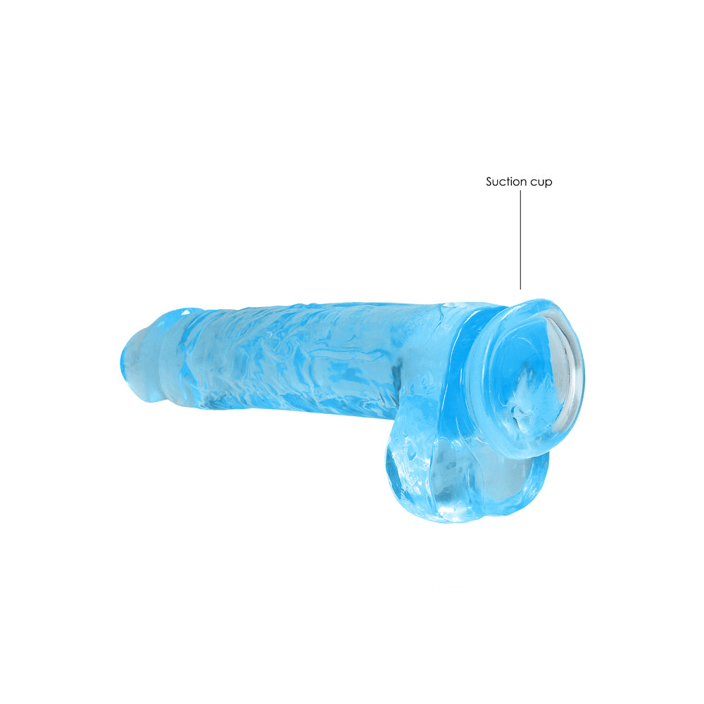 RealRock CC 9in Dildo WBalls&Suction Blu