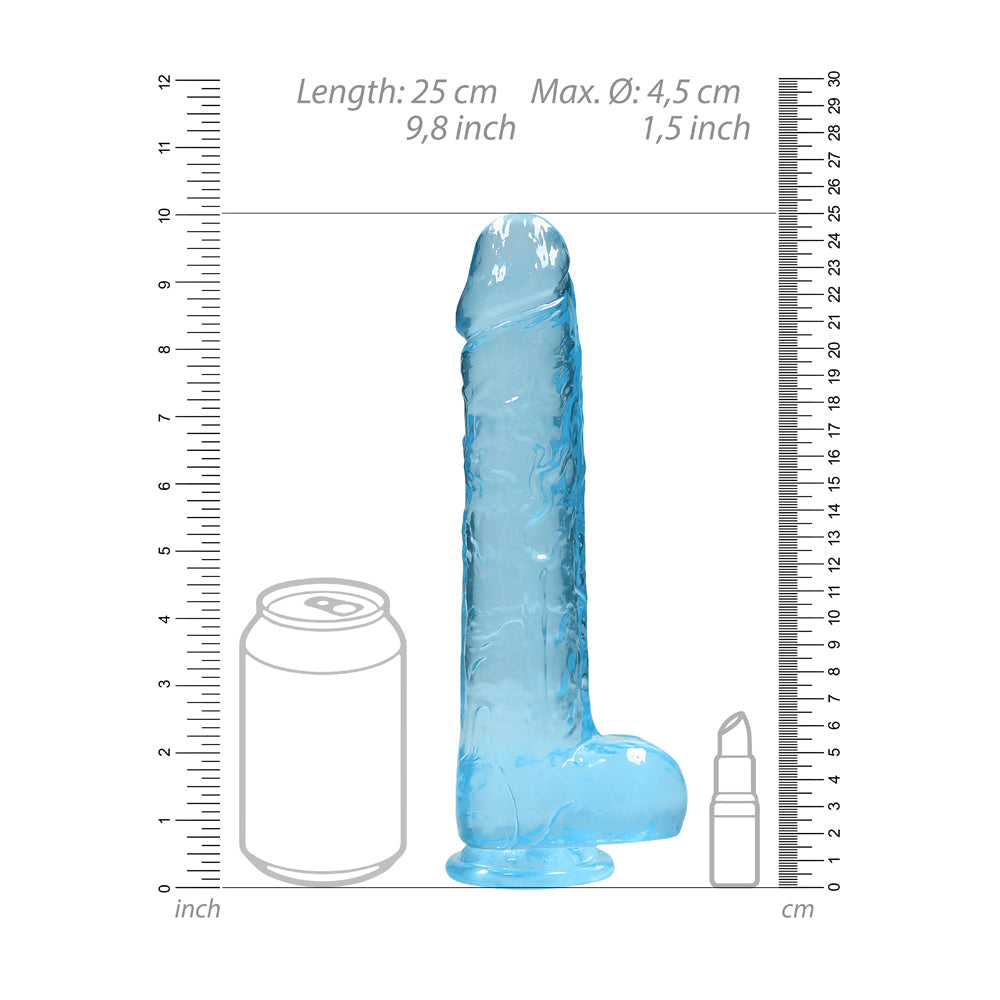 RealRock CC 9in Dildo WBalls&Suction Blu