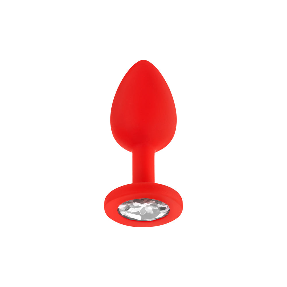 Luv Inc Jp31 Jeweled Small Plug Silicone with 3-Piece Interchangeable Gems Red