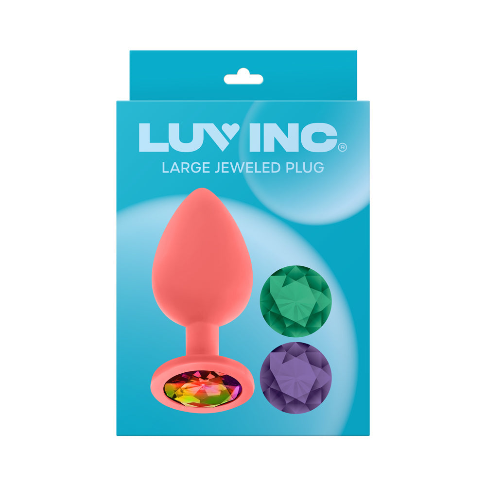 Luv Inc Jp33 Jeweled Large Plug Silicone with 3-Piece Interchangeable Gems Coral