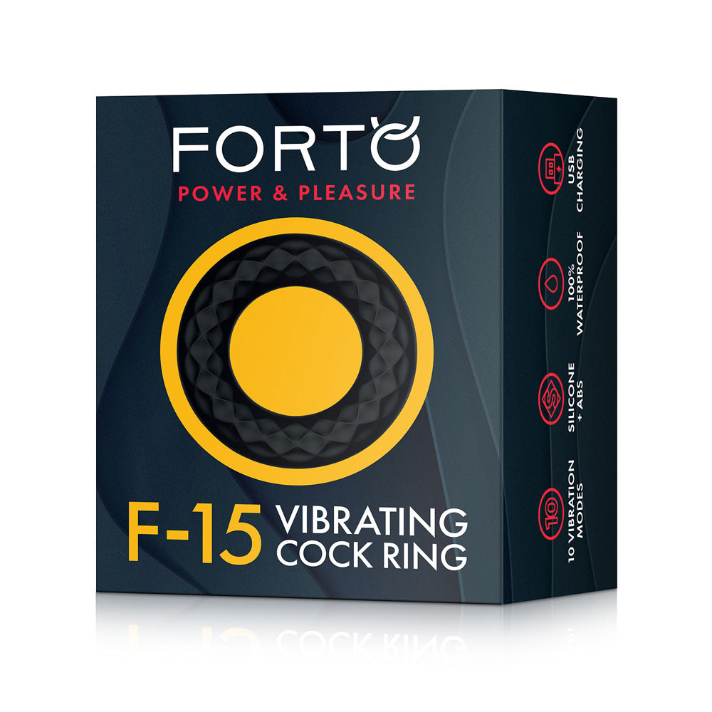 Forto F-15 Rechargeable Silicone Vibrating Cockring Black