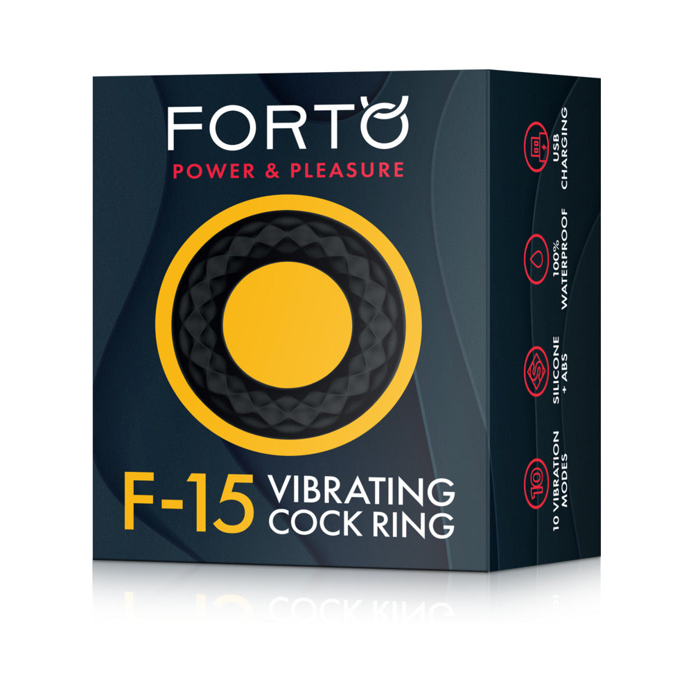 Forto F-15 Rechargeable Silicone Vibrating Cockring Black