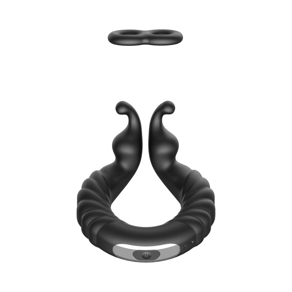 Forto F-24 Rechargeable Silicone Textured Vibrating Cockring Black