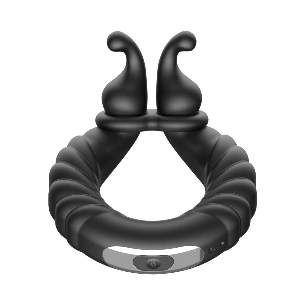 Forto F-24 Rechargeable Silicone Textured Vibrating Cockring Black