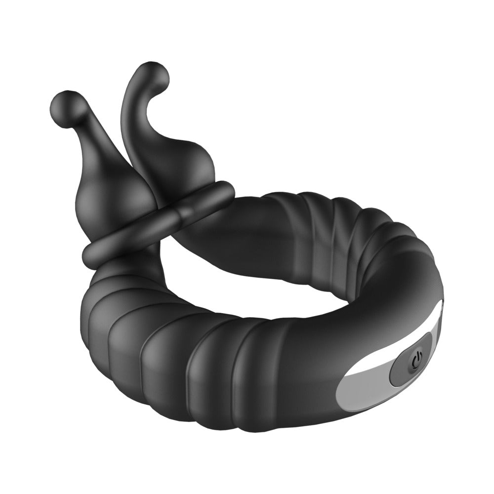 Forto F-24 Rechargeable Silicone Textured Vibrating Cockring Black