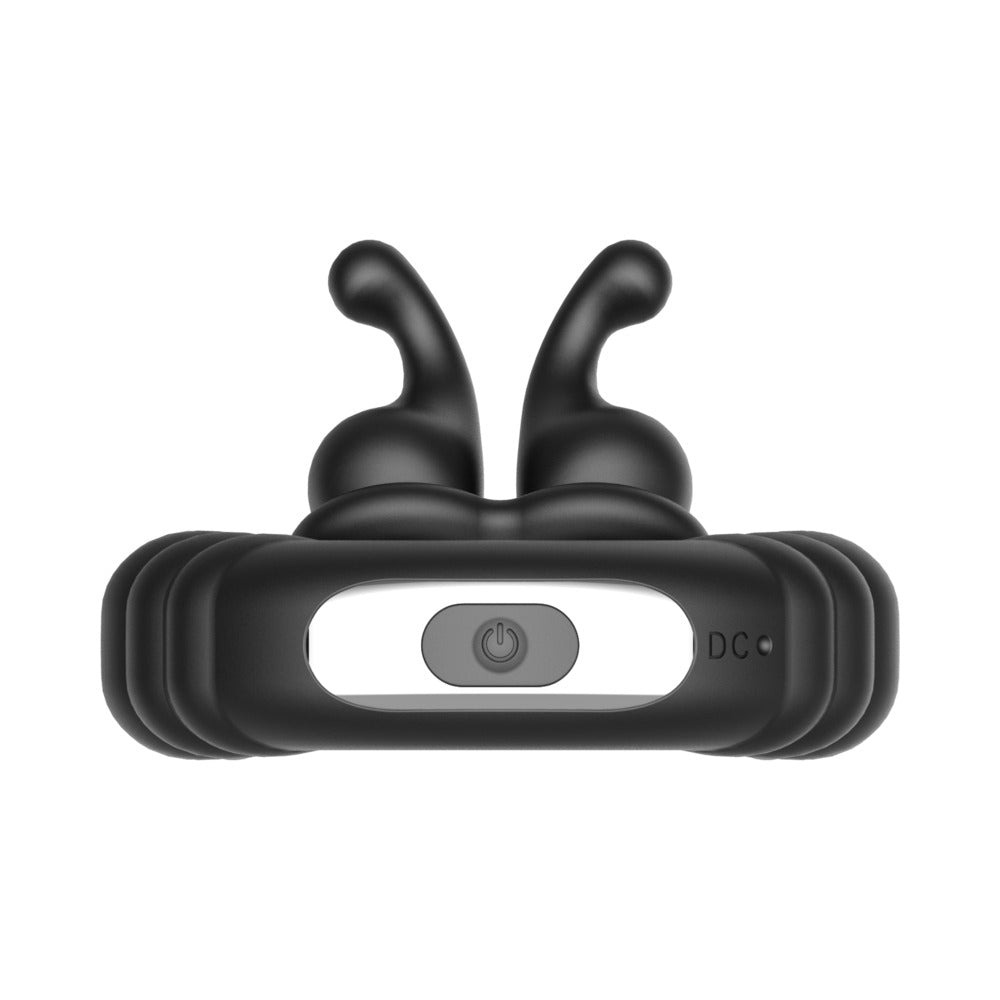 Forto F-24 Rechargeable Silicone Textured Vibrating Cockring Black