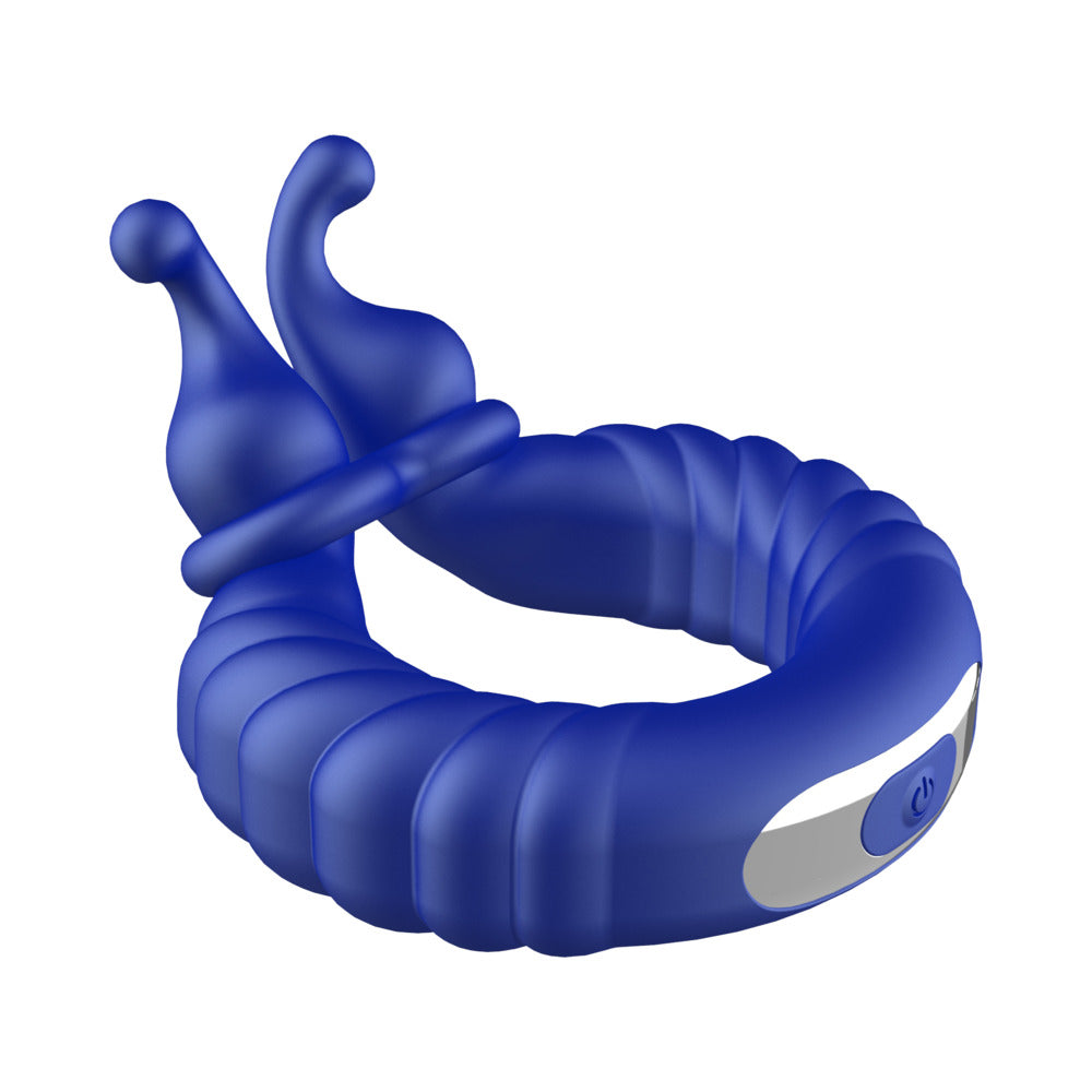 Forto F-24 Rechargeable Silicone Textured Vibrating Cockring Blue