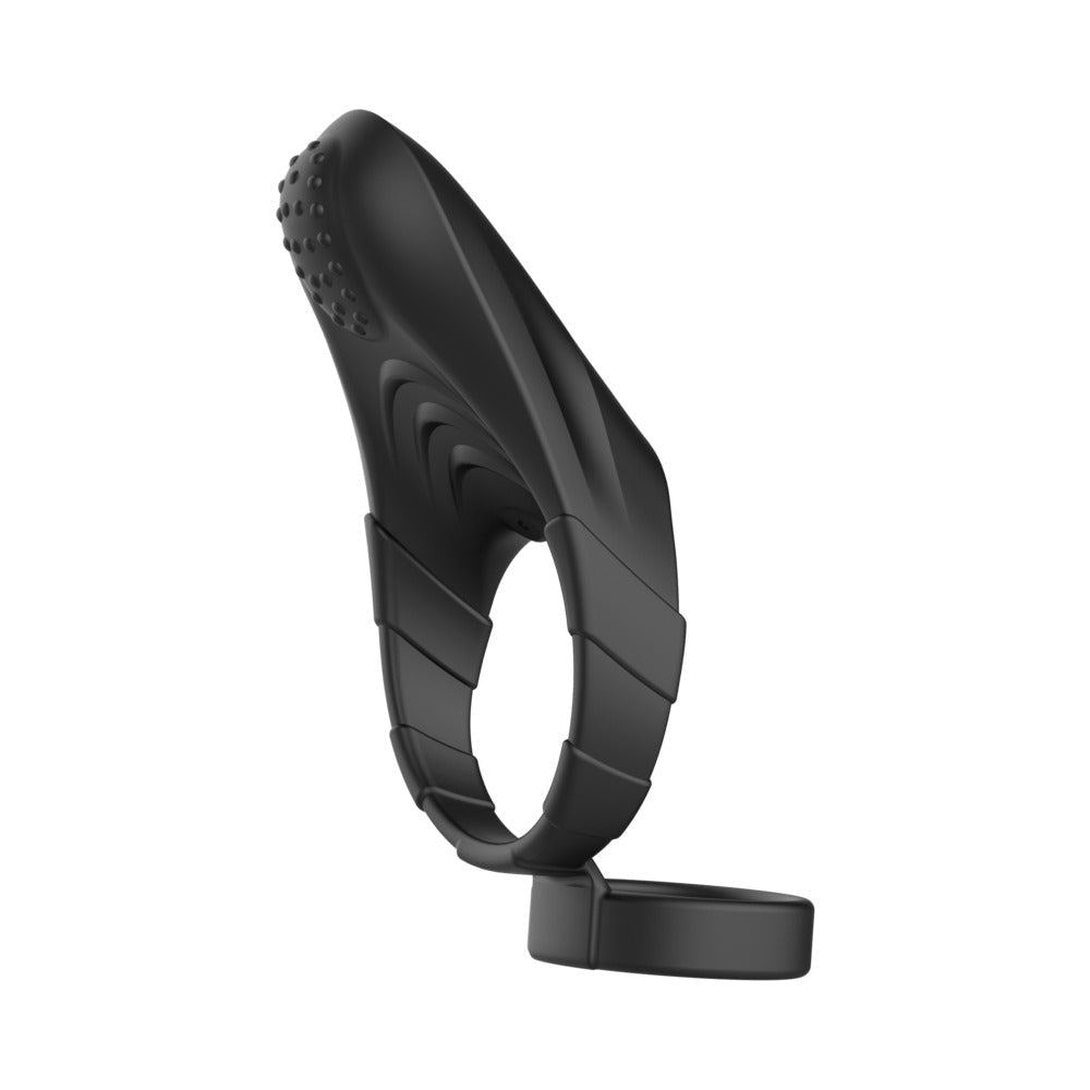 Forto F-48 Rechargeable Silicone Perineum Vibrating Double Cockring Black