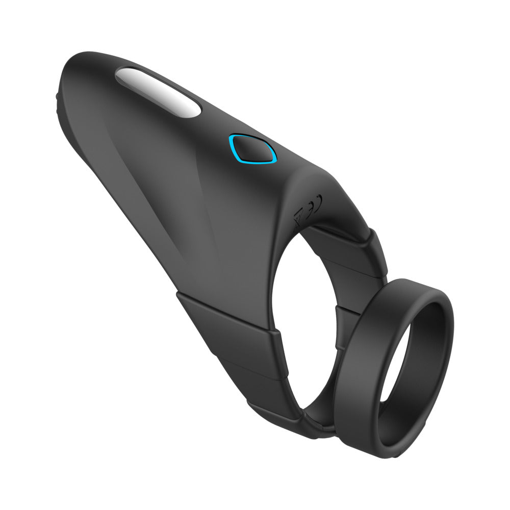 Forto F-48 Rechargeable Silicone Perineum Vibrating Double Cockring Black