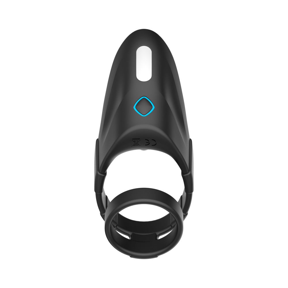 Forto F-48 Rechargeable Silicone Perineum Vibrating Double Cockring Black