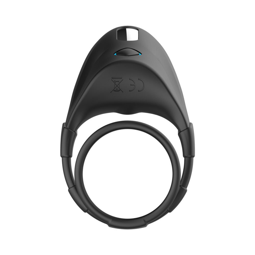 Forto F-48 Rechargeable Silicone Perineum Vibrating Double Cockring Black