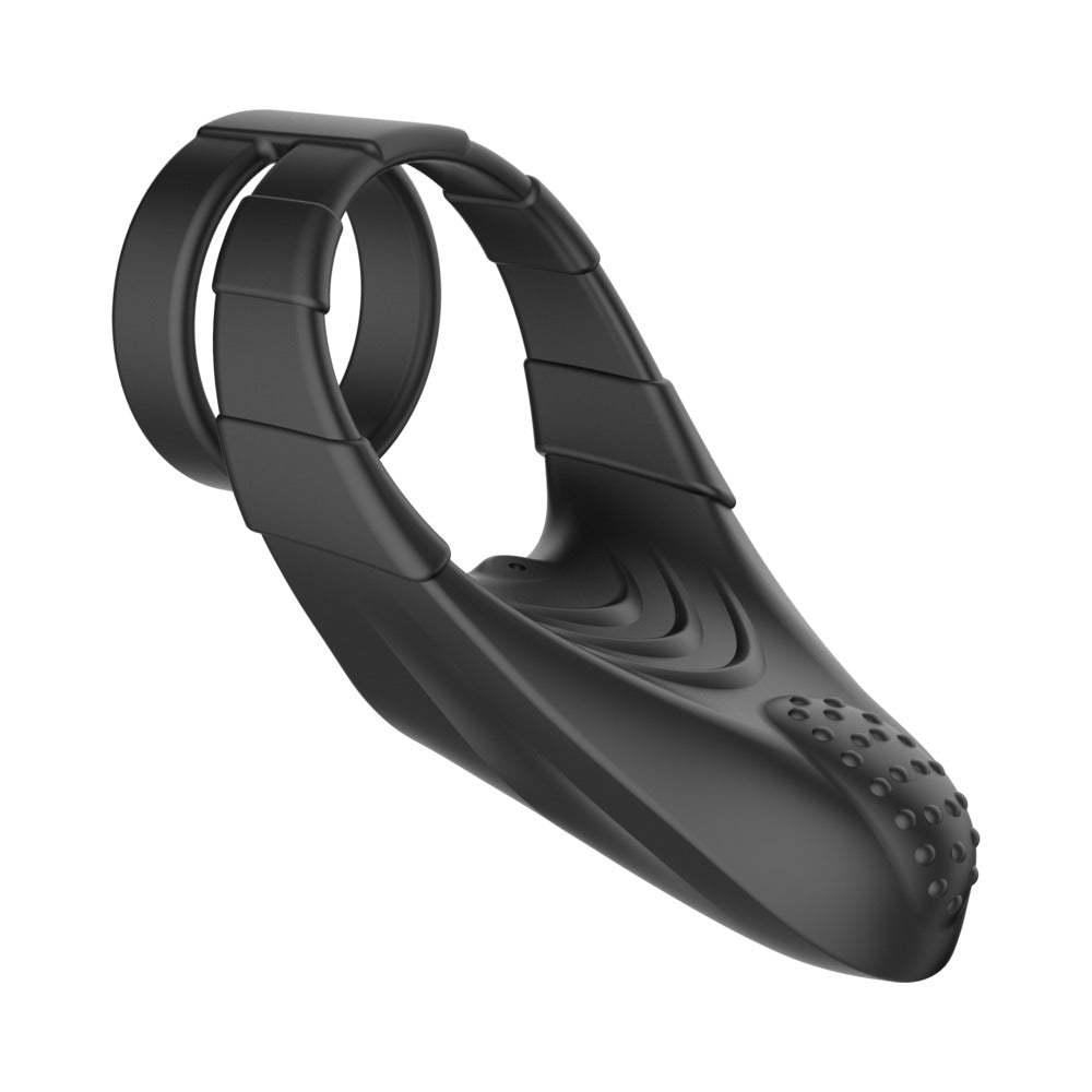 Forto F-48 Rechargeable Silicone Perineum Vibrating Double Cockring Black