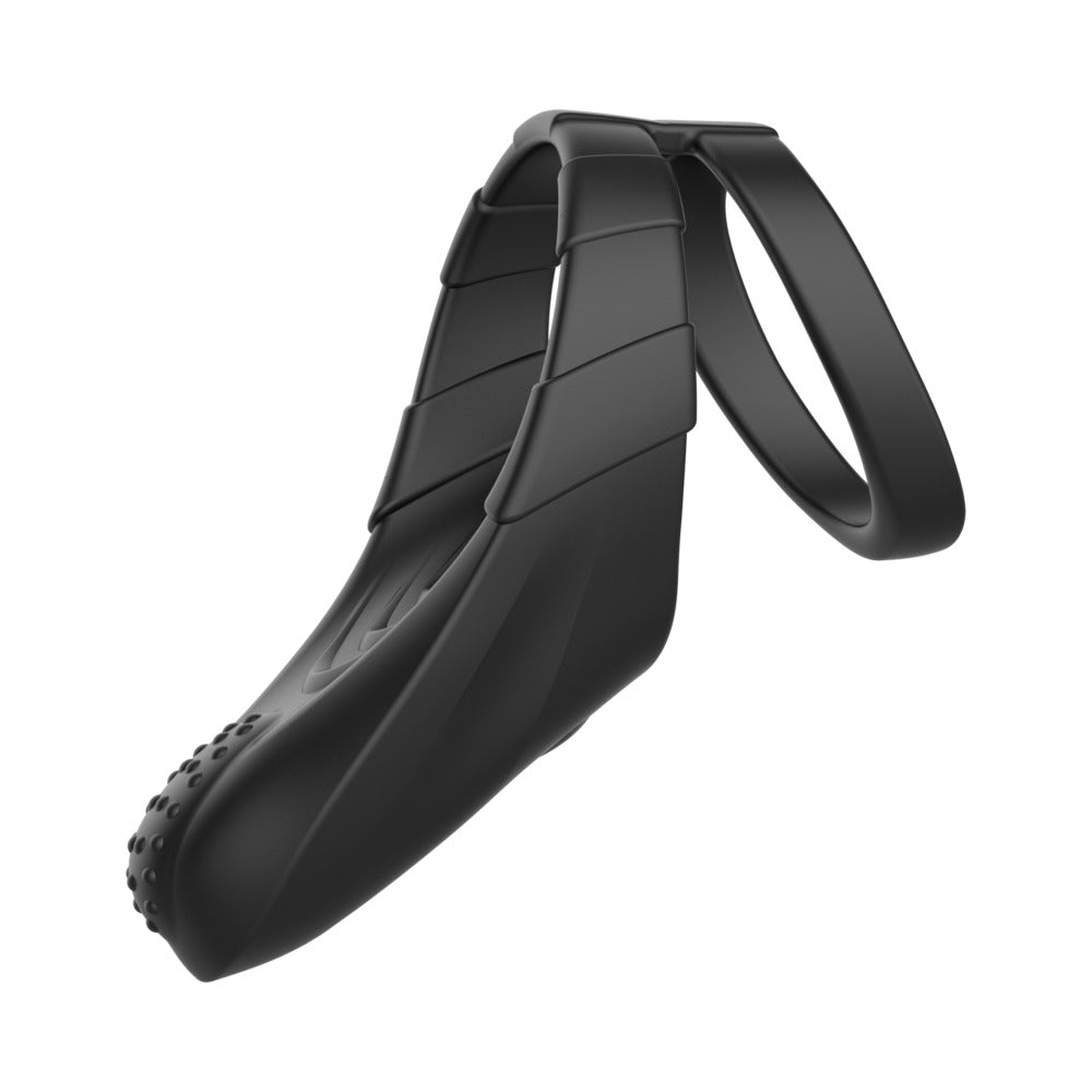 Forto F-48 Rechargeable Silicone Perineum Vibrating Double Cockring Black