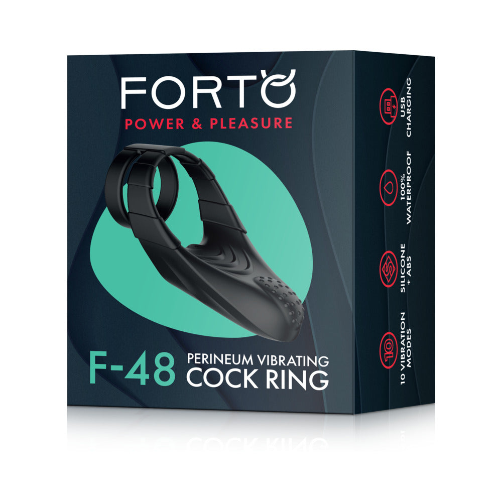 Forto F-48 Rechargeable Silicone Perineum Vibrating Double Cockring Black