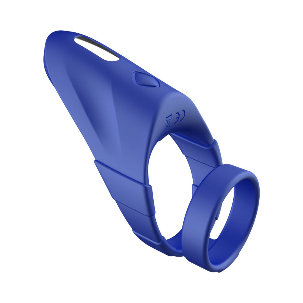 Forto F-48 Rechargeable Silicone Perineum Vibrating Double Cockring Blue